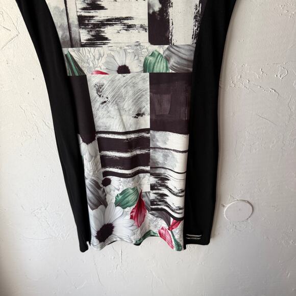 Smash! Graphic Patchwork‎ Print Dress NWT Size L Floral Stripe Colorblock Artsy - Picture 3 of 11